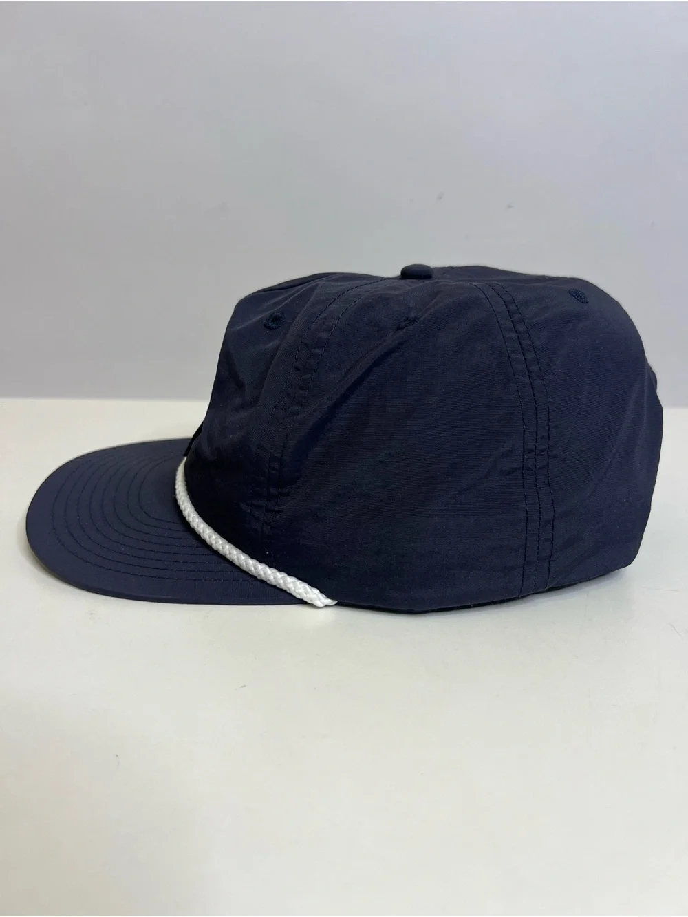 Latchkey Navy Rope-Trim Cap with Orange Can Patch